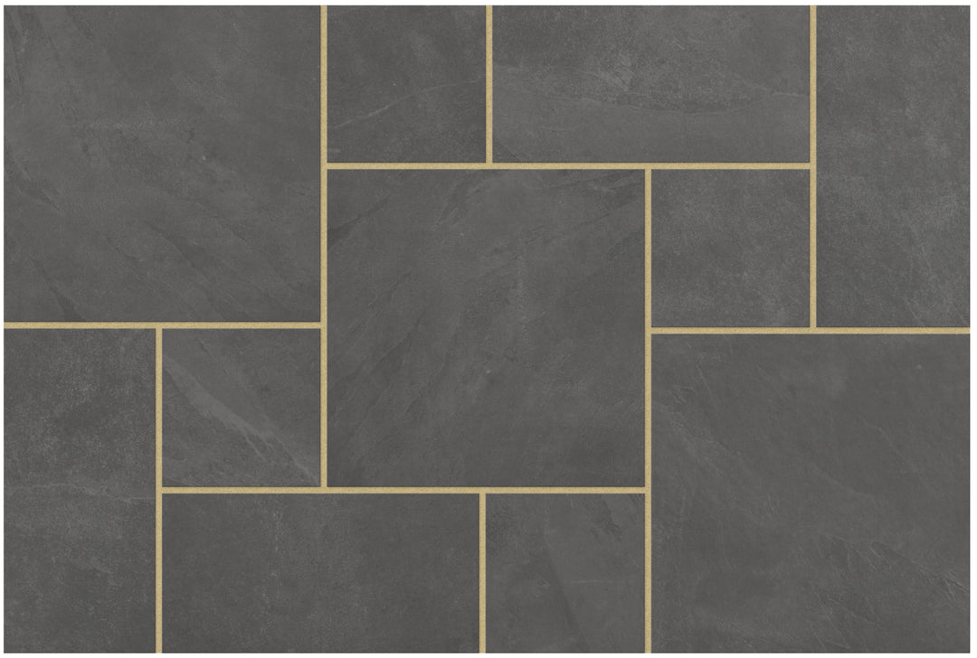 Eden Slate Dark Grey Porcelain Paving | Mixed Size Patio Pack