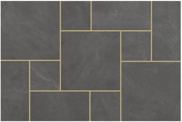 Eden Slate Dark Grey Porcelain Paving | Mixed Size Patio Pack