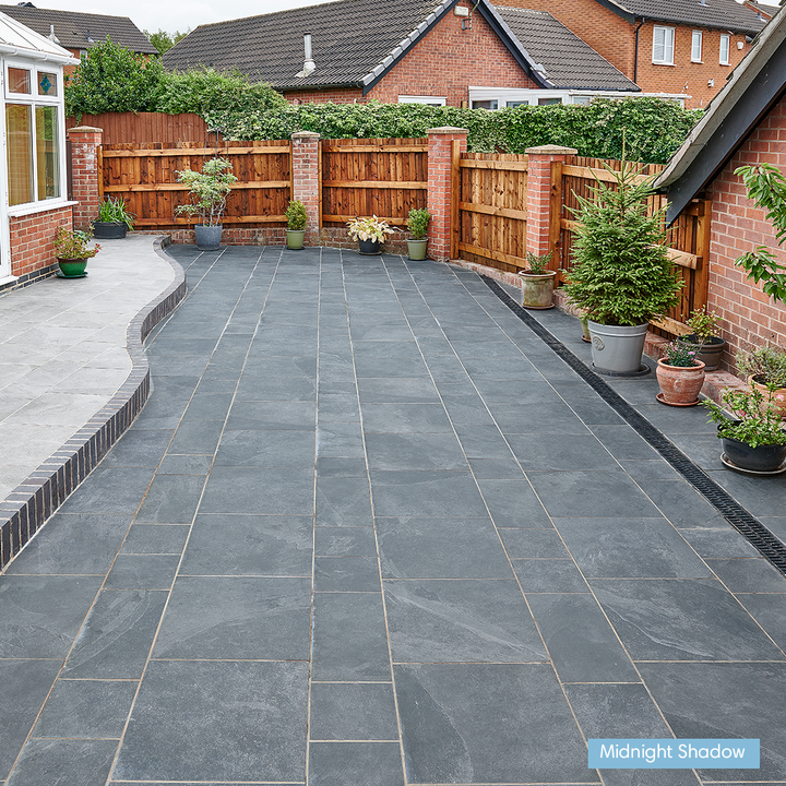 Eden Slate Dark Grey Porcelain Paving | Mixed Size Patio Pack